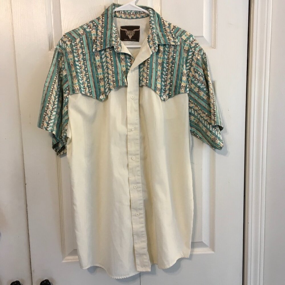 Vintage Steer West Men's Western Style Button Up Shirt
